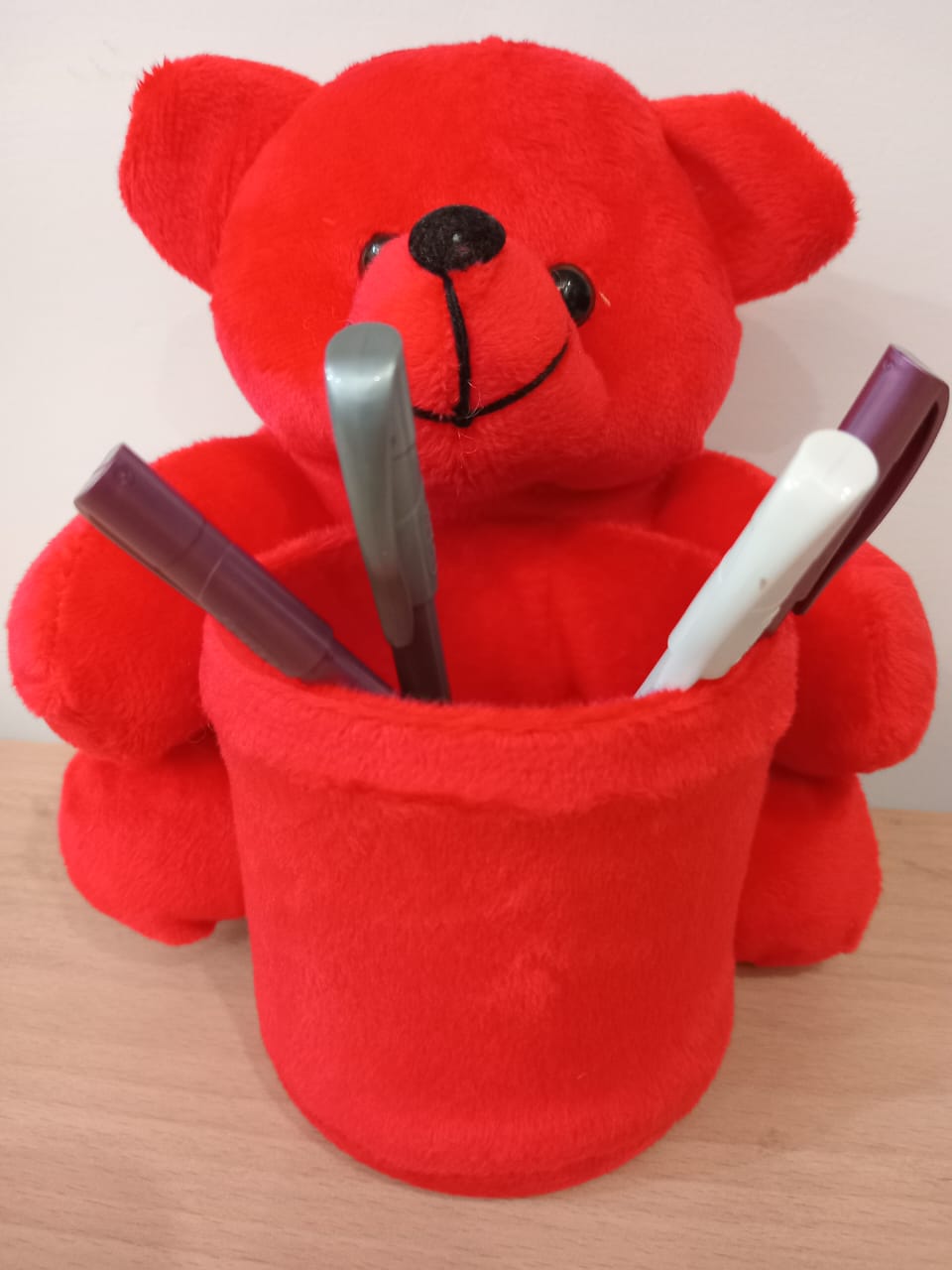 Pink Teddy Multipurpose Storage & Soft Toy Desktop Holde-7 Inch