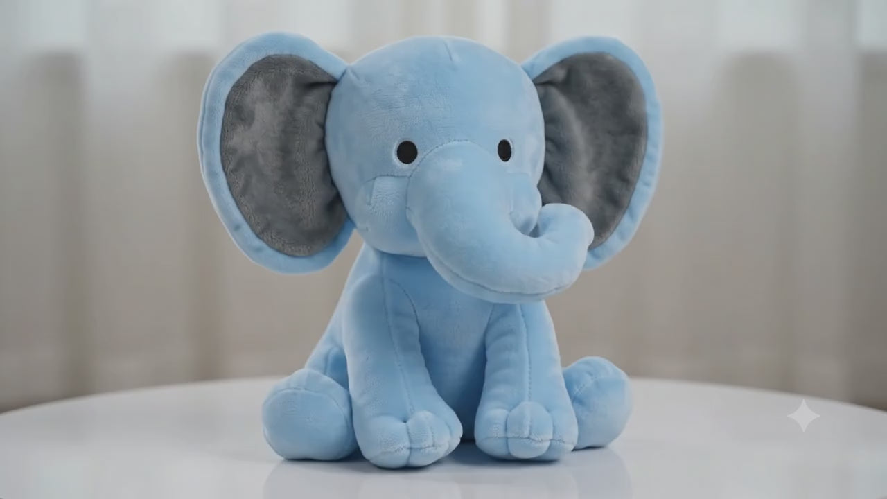 Elephant Sitting Plush Soft Toy Cute Kids Animal (Blue, 30 cm)